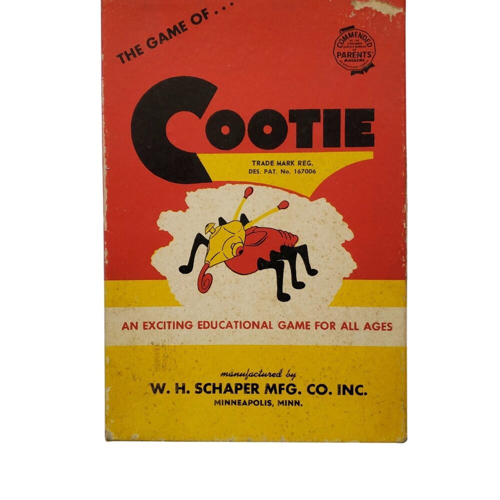 Vintage The Game Of... Cootie Board Game 1949 by W. H. Schaper Mfg. Co. Inc.
